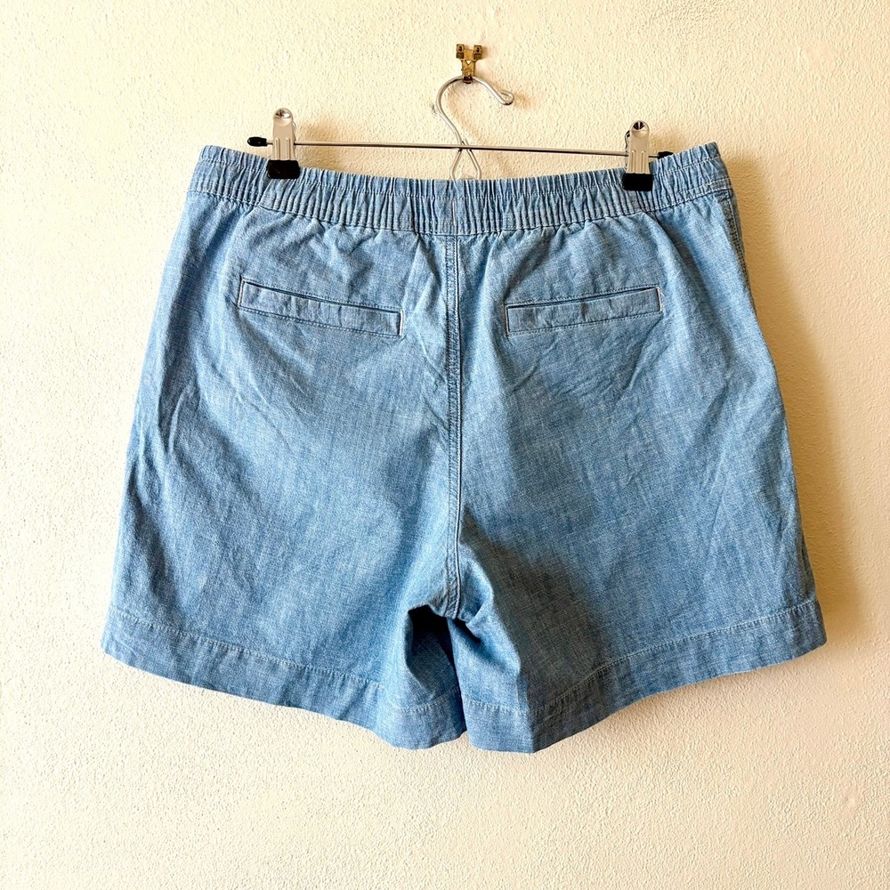 L.L. Bean Favorite Fit Chambray Dock Shorts Blue Cotton Stretch Drawstring 10 - Picture 3 of 8